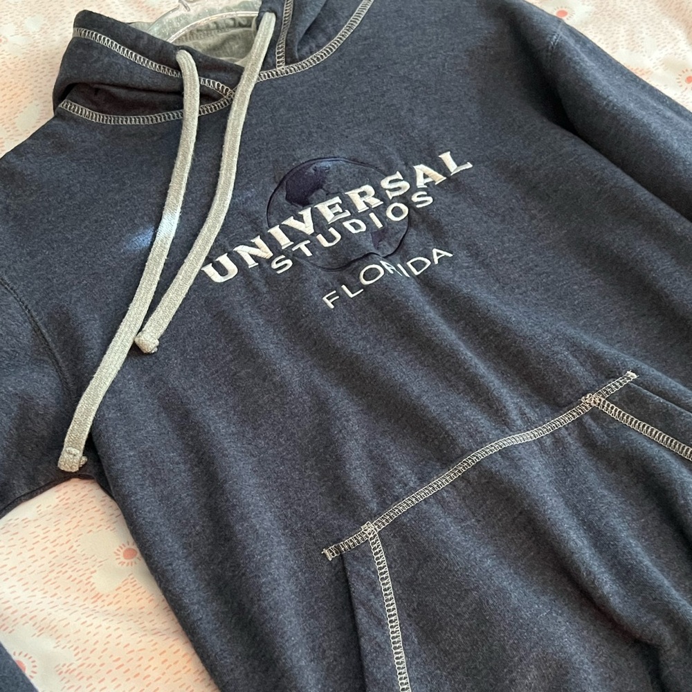 Universal Studios FL Hoodie Heather Blue Gray Sweatshirt Small Cozy Pouch Pocket